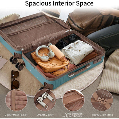 4 Piece Luggage Set Suitcase Set, ABS Hard Shell Lightweight Expandable Travel Luggage with 4 Packing Cubes, TSA Lock, Spinner Wheels for Men Women(16/20/24/28)