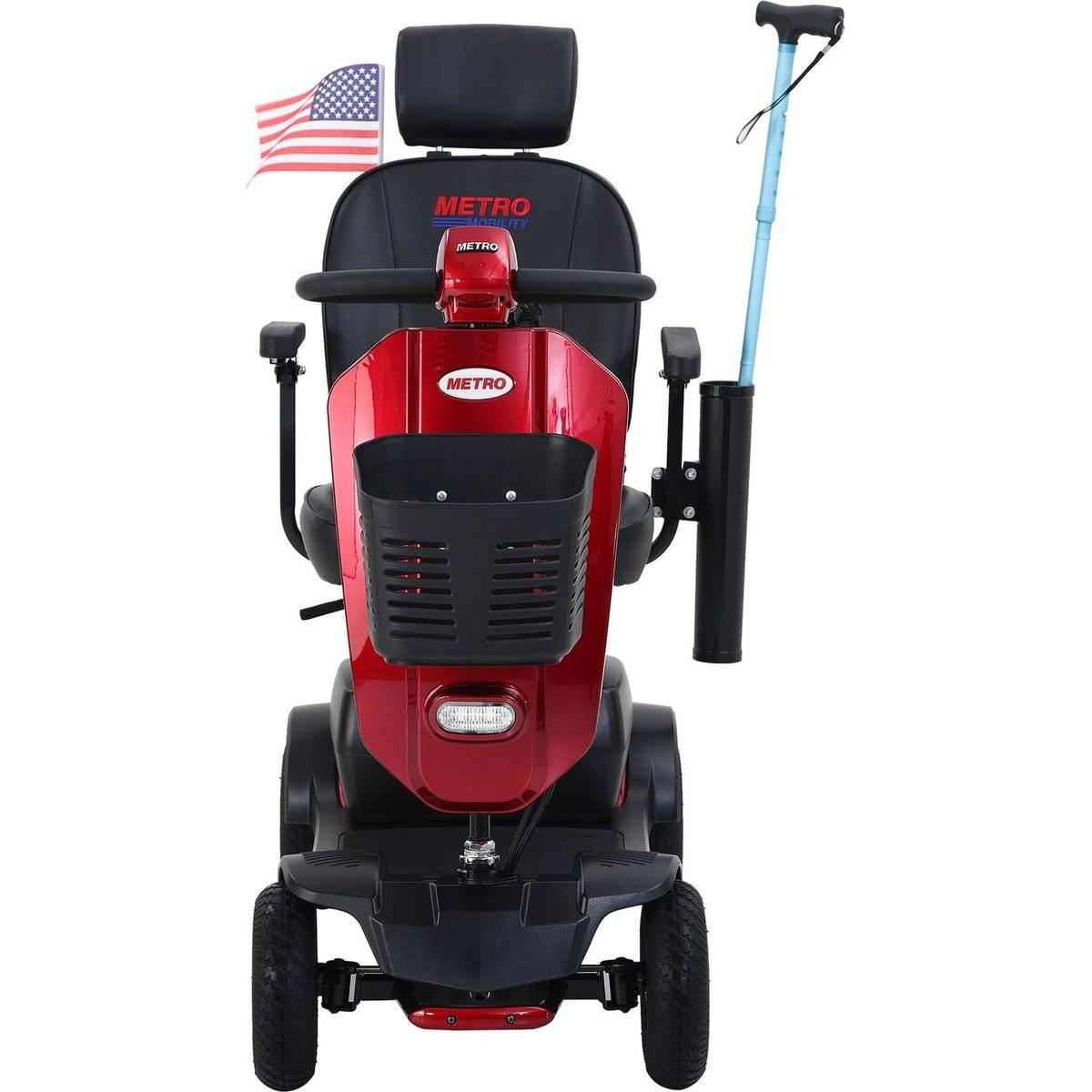 MAX PLUS RED 4 Wheels Outdoor Compact Mobility Scooter with 2pcsx20AH Lead acid Battery, 16 Miles, Cuo Holders & USB charger Port