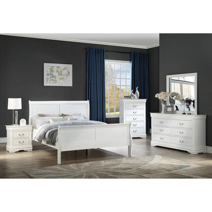1pc White Finish Two Drawers Louis Philip Nightstand Solid Wood Contemporary & Simple Style
