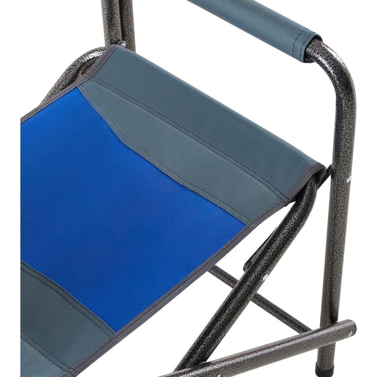 1-piece Padded Folding Outdoor Chair with Storage Pockets,Lightweight Oversized Directors Chair for indoor, Outdoor Camping, Picnics and Fishing,Blue/Grey