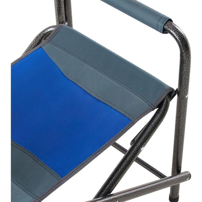 1-piece Padded Folding Outdoor Chair with Storage Pockets,Lightweight Oversized Directors Chair for indoor, Outdoor Camping, Picnics and Fishing,Blue/Grey