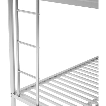 Twin over Full Bed with Sturdy Steel Frame, Bunk Bed with Twin Size Trundle, Two-Side Ladders, Silver