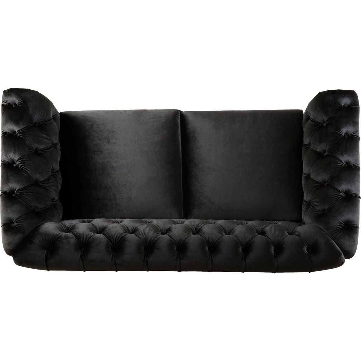 VIVALUX 59.44" Chesterfield Velvet Loveseat Sofa,2-Person Rolled Arm Dutch Plush Upholstered Sofa Couch with Tufted Button for Living Room, Bedroom, Small Places,Black