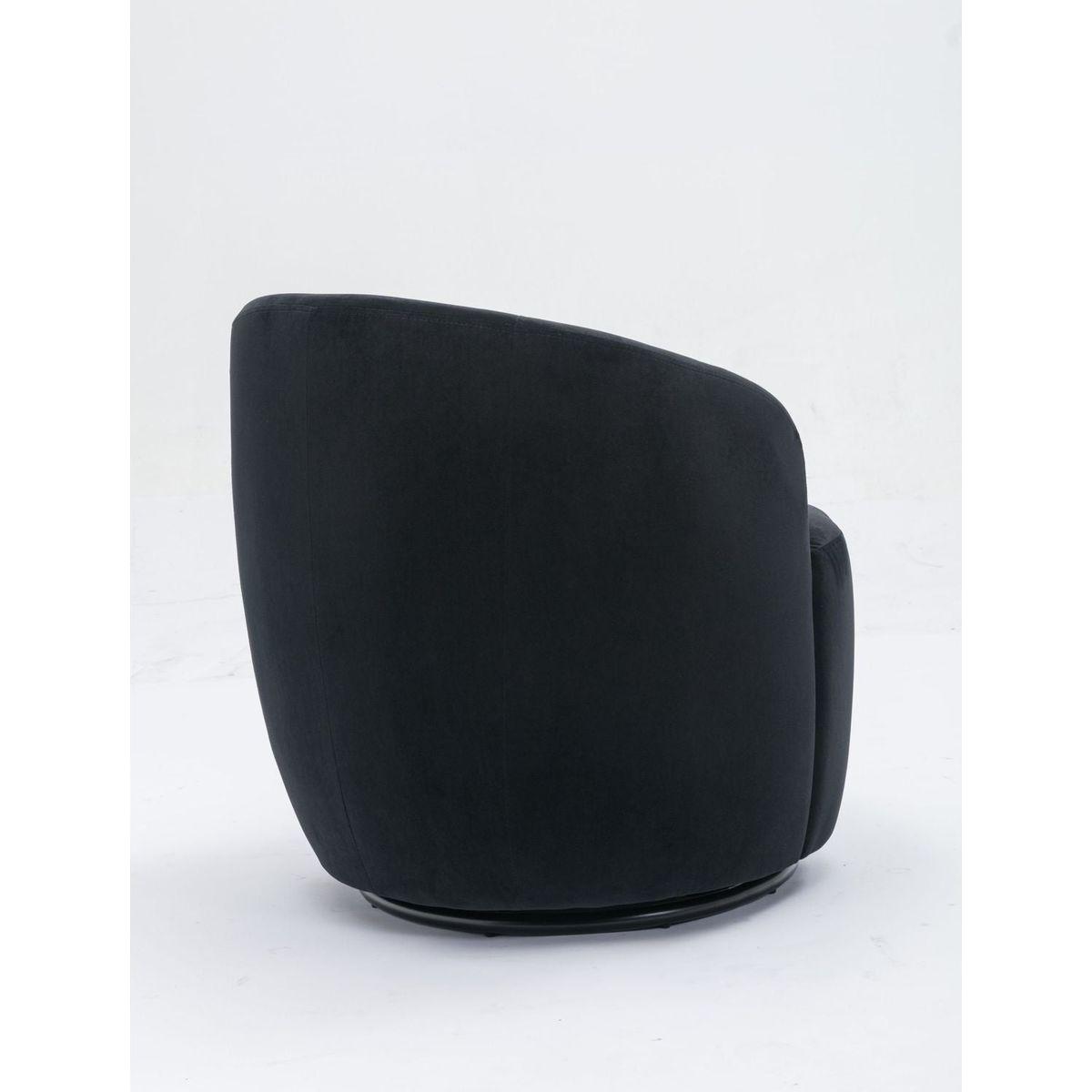 Velvet Fabric Swivel Accent Armchair Barrel Chair With Black Powder Coating Metal Ring,Black