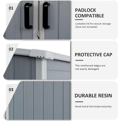 5x3FT Outdoor Storage Shed Waterproof Resin Cabinet with Lockable Doors for Bikes and Patio Furniture