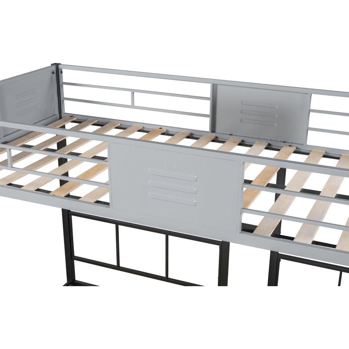 Triple Bunk Bed with Vent Board/ Sturdy Metal Frame/ Noise-Free Wood Slats/ Separatable into three beds/ No Box Spring Needed