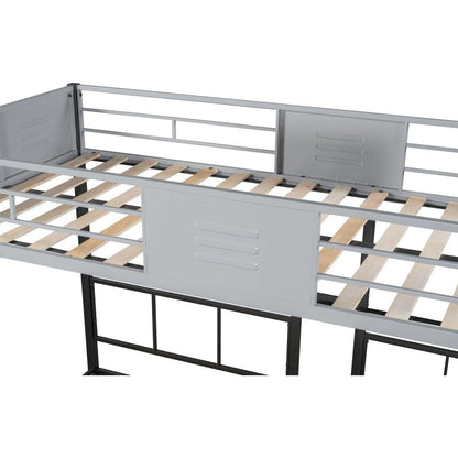 Triple Bunk Bed with Vent Board/ Sturdy Metal Frame/ Noise-Free Wood Slats/ Separatable into three beds/ No Box Spring Needed