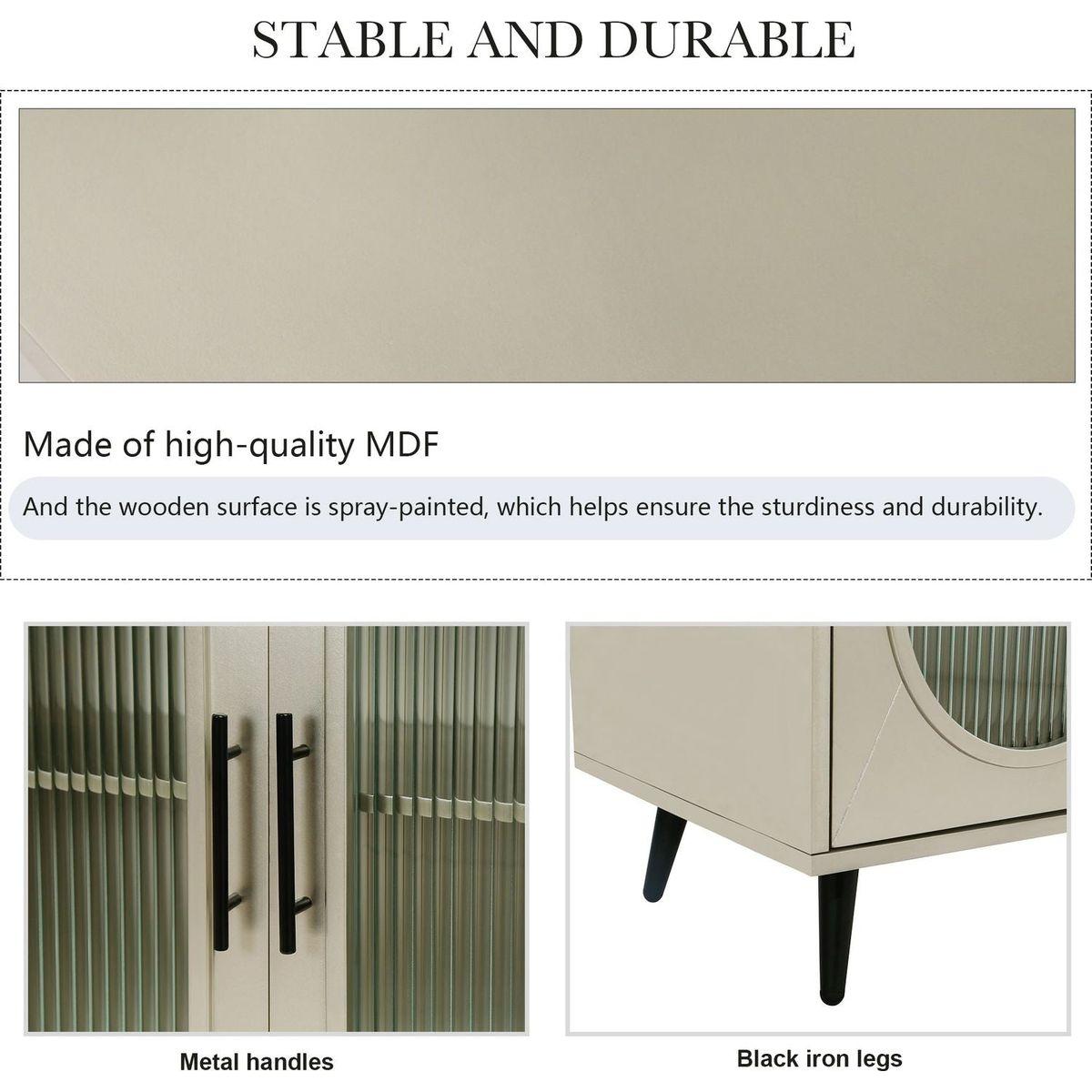 TV Stand for 65+ Inch TV, Wood TV Stand with Storage Cabinet & Adjustable Shelves, Media TV Console for Living Room Bedroom(Gold) - Streamdale Furniture