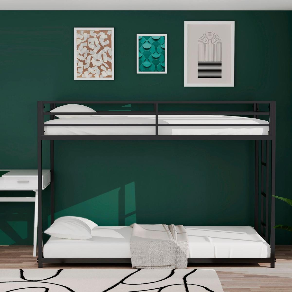 Same as original B083124170 Adam Sturdy Twin over Twin Metal Bunk Black for Kids and Adult, Low Profile and Easy Climbing with Stable Ladder