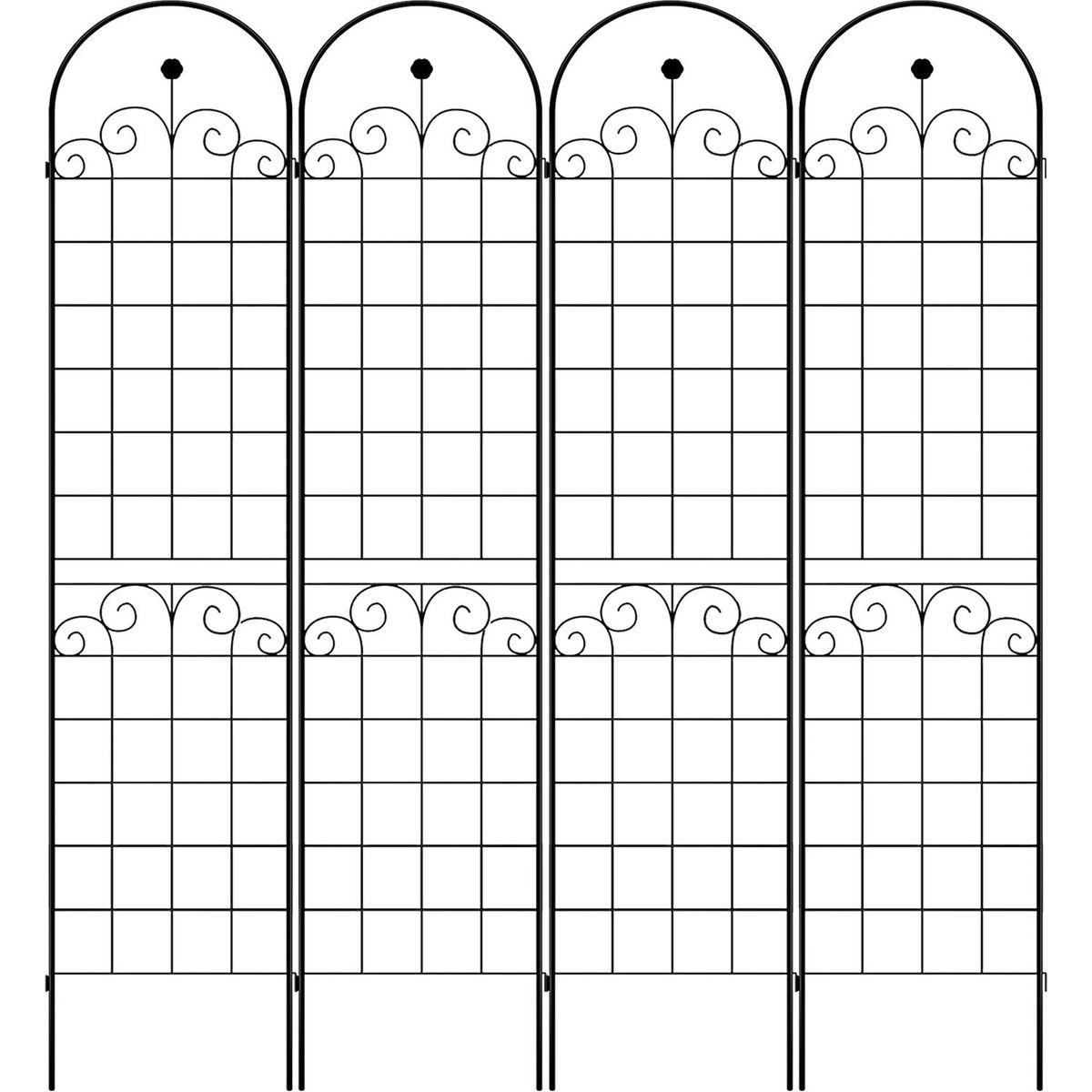 4 Pack Metal Garden Trellis for Climbing Plants Outdoor 86.7" x 19.7" Rustproof Plant Support Rose Trellis Netting Trellis Black
