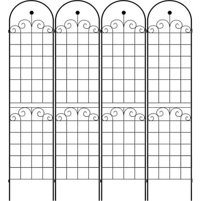 4 Pack Metal Garden Trellis for Climbing Plants Outdoor 86.7" x 19.7" Rustproof Plant Support Rose Trellis Netting Trellis Black