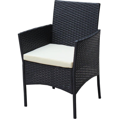 4 PC Rattan Patio Furniture Set Outdoor Patio Cushioned Seat Wicker Sofa (Beige Cushion)