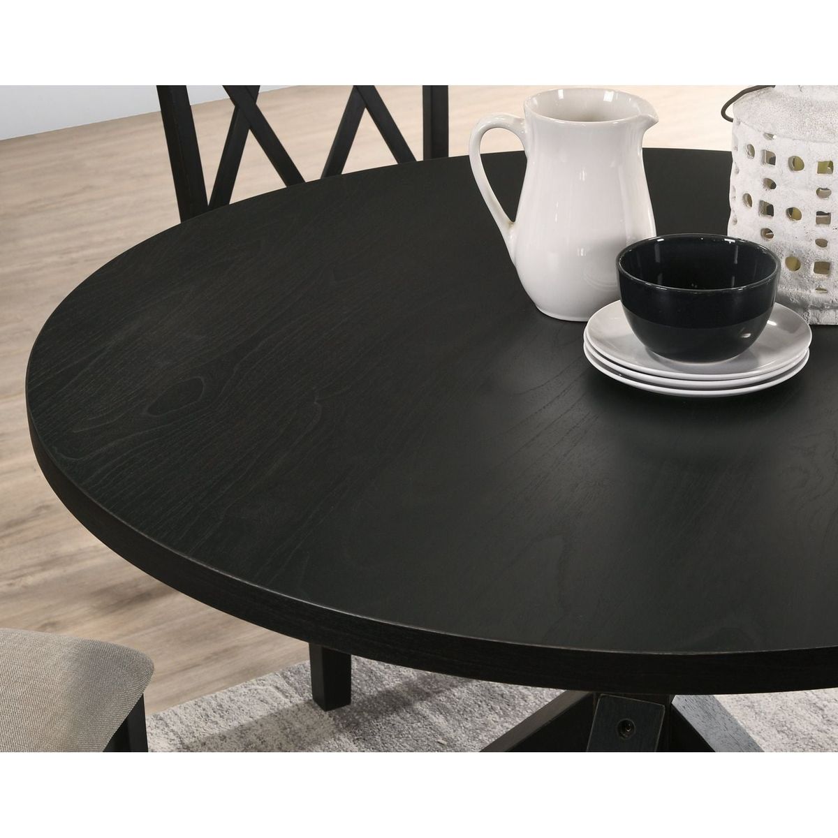 indvale Cross-Buck Wood 5-Piece Dining Set in Black