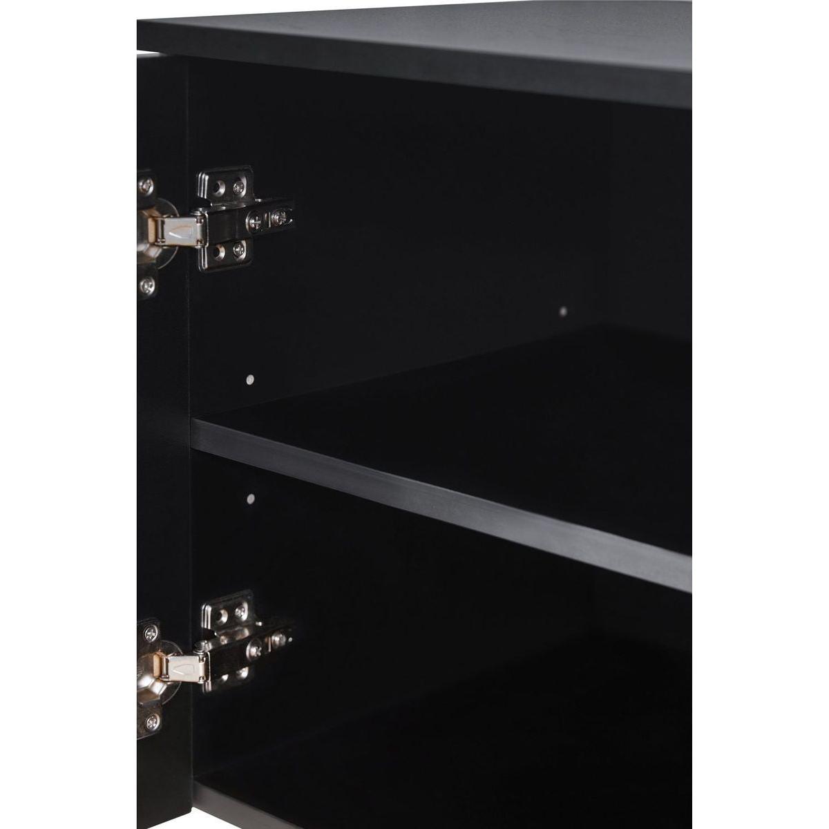 Graceful TV Stand with Arch Cabinets for TVs Up to 78", Minimalist Entertainment Center with Solid Wood Legs, Practical Media Console with Adjustable Shelves for Living Room, Black