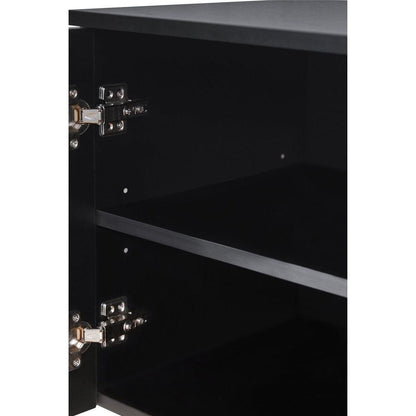 Graceful TV Stand with Arch Cabinets for TVs Up to 78", Minimalist Entertainment Center with Solid Wood Legs, Practical Media Console with Adjustable Shelves for Living Room, Black