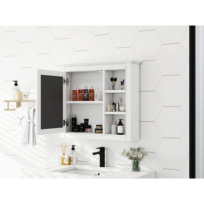 30" x 28" Medicine Cabinet, Wall Mounted Bathroom Storage Cabinet, Modern Bathroom Wall Cabinet with Mirror,Medicine Cabinet, Mirror Cabinet with 3 Open Shelves (Not Include Bathroom Vanity)