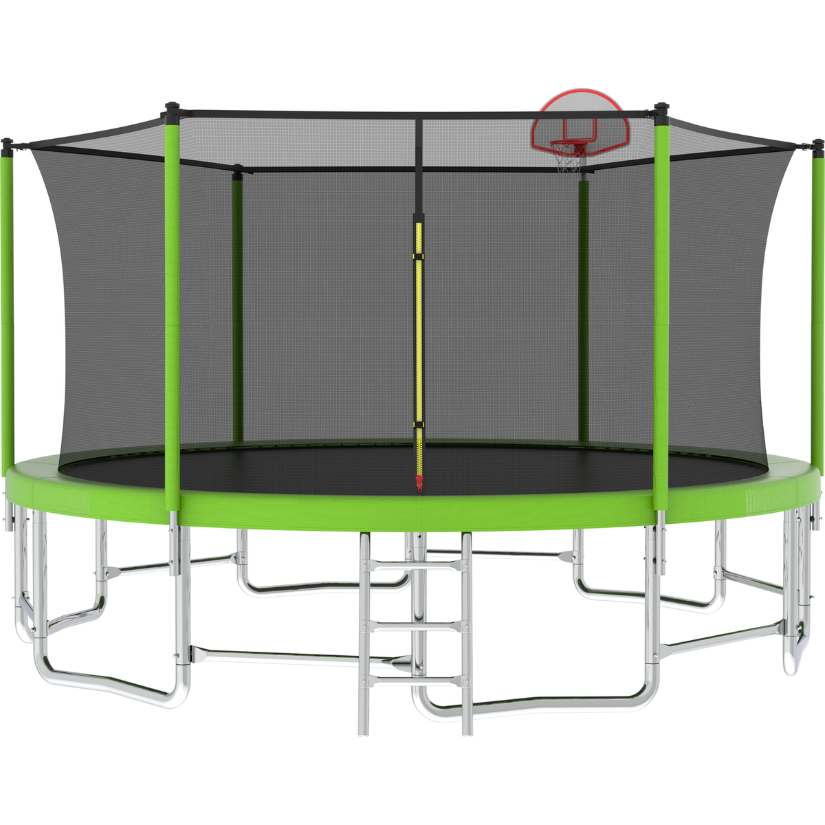 16FT Trampoline with Balance Bar & Basketball Hoop&Ball, ASTM Approved Reinforced Type Outdoor Trampoline with Enclosure Net