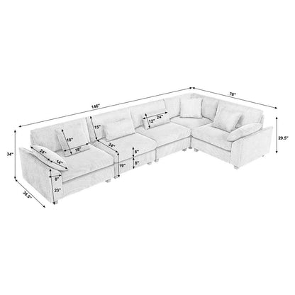 {NEW ARRIVAL VIDEO PROVIDED} Oversized Modular Sectional Sofa Couches Set,Corduroy Upholstered Deep Seat Comfy Sofa for Living Room 5 Seat,Dark Gray