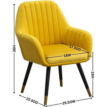 Tuchico Contemporary Velvet Upholstered Accent Chair, Yellow