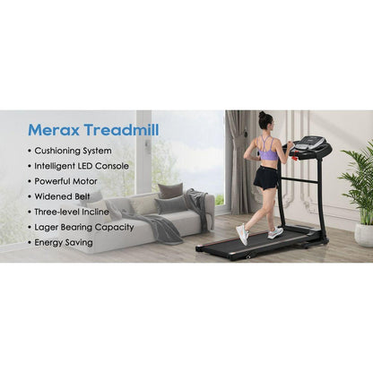 NEW Home Folding Treadmill with Pulse Sensor, 2.5 HP Quiet Brushless Motor, 7.5 MPH, 300LBS Weight Capacity Walking Jogging Machine with 3 Level Incline 12 Preset Programs for Home Gym