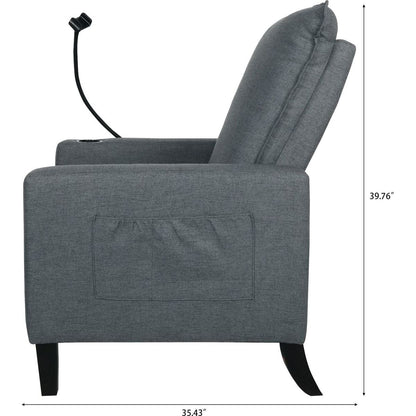 Recliner Chairs for Adults, Adjustable Recliner Sofa with Mobile Phone Holder & Cup Holder, Modern Reclining Chairs Fabric Push Back Recliner Chairs for Living Room, Bedroom, Gray