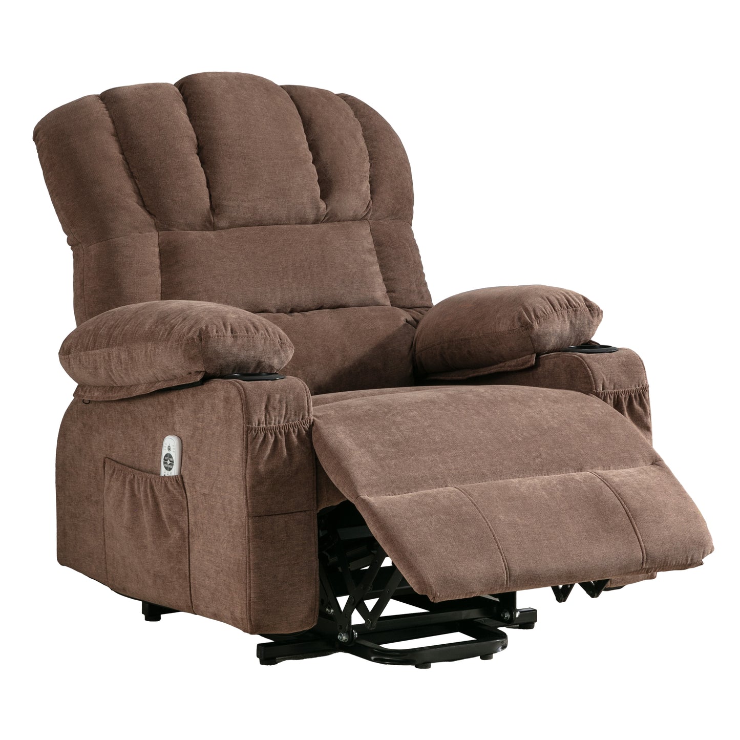 Power Lift Recliner Chair Recliners for Elderly with Heat and Massage Recliner Chair for Living Room with Infinite Position and Side Pocket,USB Charge Port.BROWN