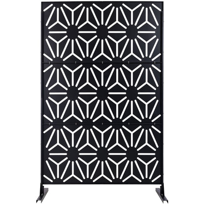 Outdoor & Indoor Privacy Screen Metal Privacy Screen 76' H×48' W, Freestanding Decorative Privacy Screen for Deck Balcony Patio, Privacy Fence Panels for Outside Lawn Garden PS118 BLACK