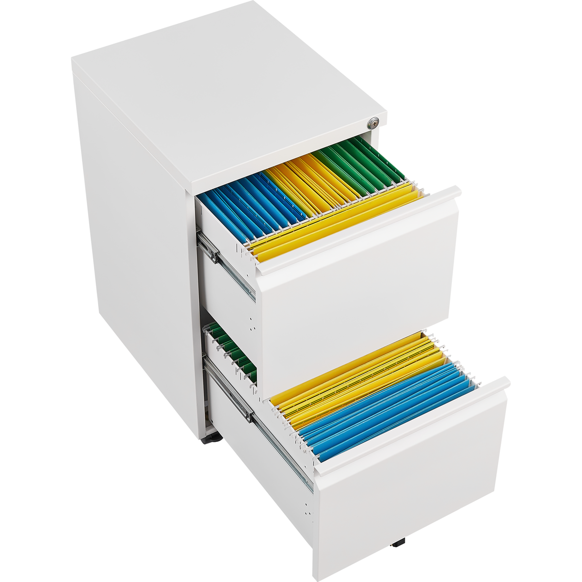 Metal 2 Drawer Mobile File Cabinet with Lock, Under Desk Office Steel Filing Cabinet, 25.6"H Legal/Letter Size Files Storage Cabinet,Black