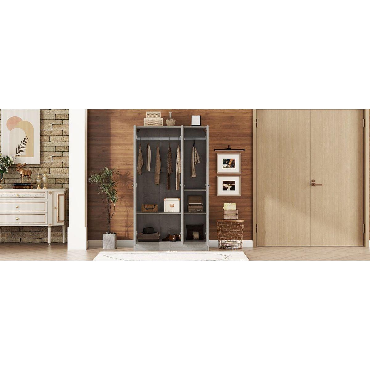 3-Door Shutter Wardrobe with shelves, Gray