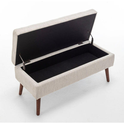 Storage Bench with Storage Bench for Bedroom End of Bed Bench Foot of Bed Bench Entryway Bench Storage Ottoman Bench 43.7" W x 18.1" D Off White Bench