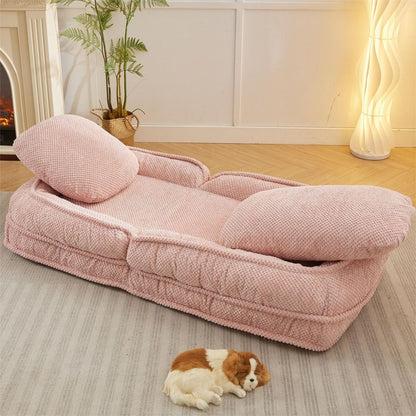 Human Dog Bed, Lazy Sofa Couch, 5 Adjustable Position,sit,sleep,fold,suit to put in bedroom, living room, Space Saving Design, Pink