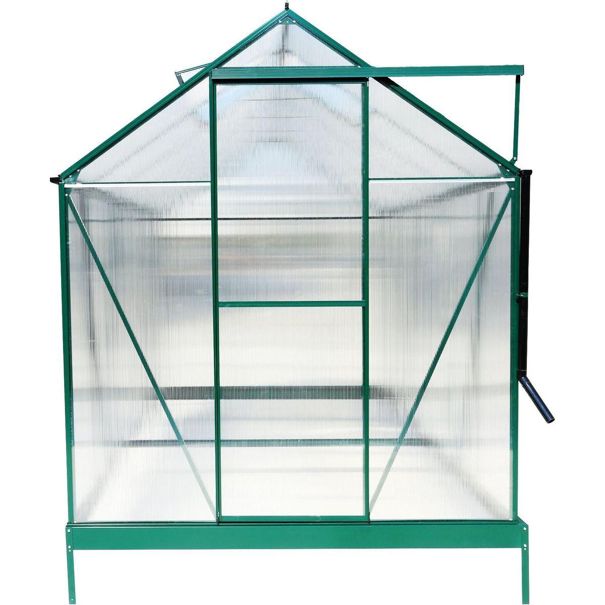 6.3'x12.2'x7' Polycarbonate Greenhouse, Heavy Duty Outdoor Aluminum Walk-in Green House Kit with Rain Gutter, Vent and Door for Backyard Garden, color green