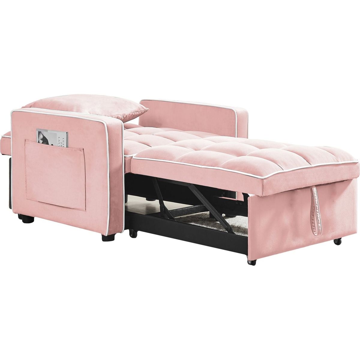 Three-in-one sofa bed chair folding sofa bed adjustable back into a sofa recliner single bed adult modern chair bed berth Pink