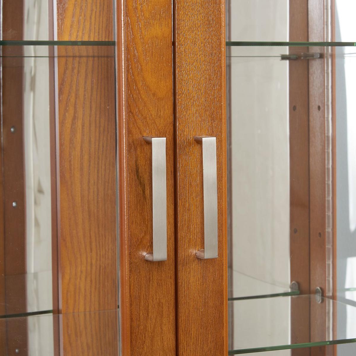 Curio Cabinet Lighted Curio Diapaly Cabinet with Adjustable Shelves and Mirrored Back Panel, Tempered Glass Doors (OAK, 6 Tier), (E26 light bulb not included)