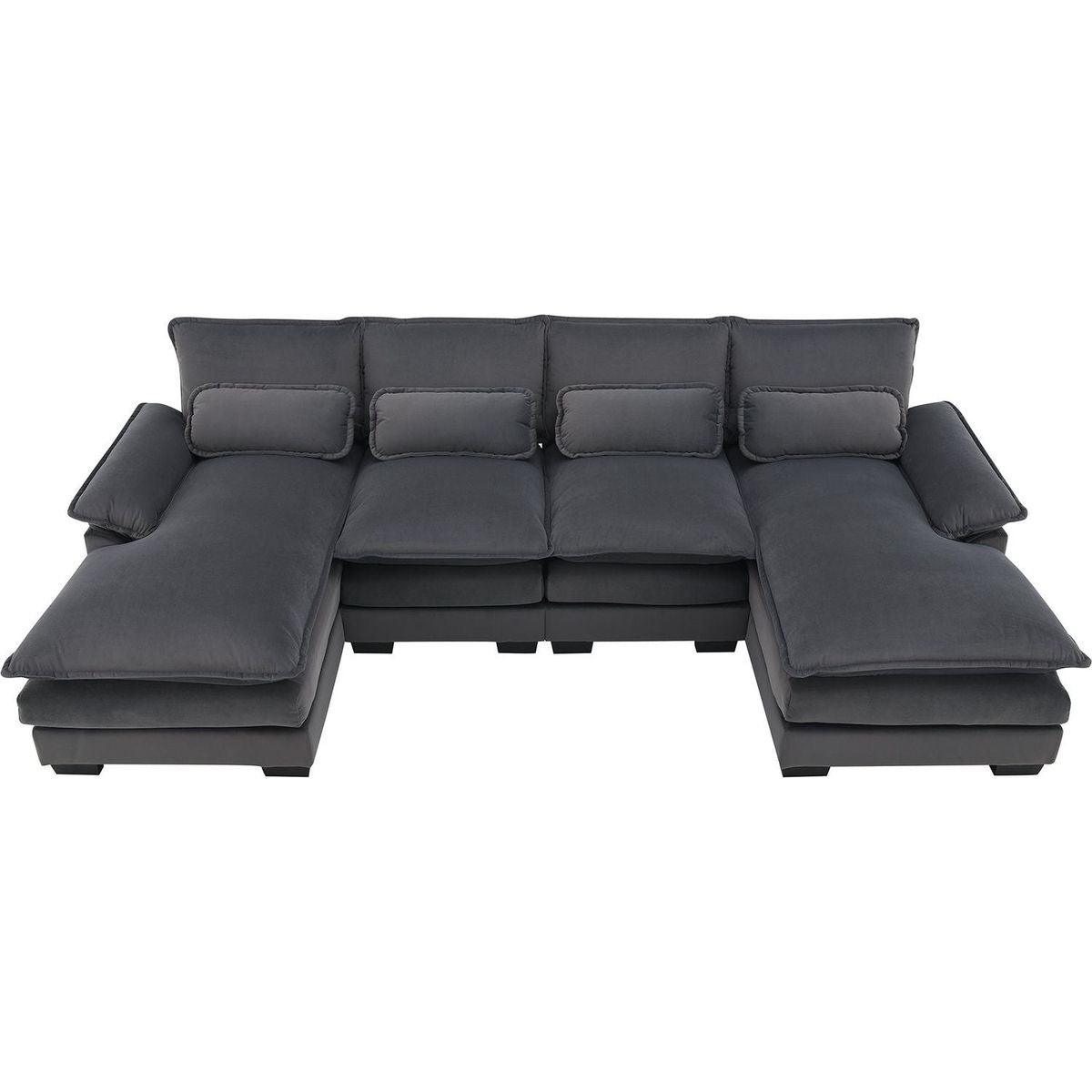 109.8x55.9" Modern U-shaped Sectional Sofa with Waist Pillows,6-seat Upholstered Symmetrical Sofa Furniture,Sleeper Sofa Couch with Chaise Lounge for Living Room,Apartment,2 Color
