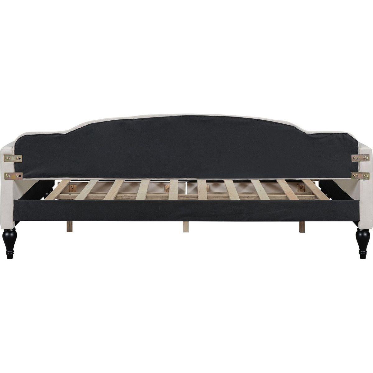 Full Size Upholstered Tufted Daybed with Two Drawers, Beige