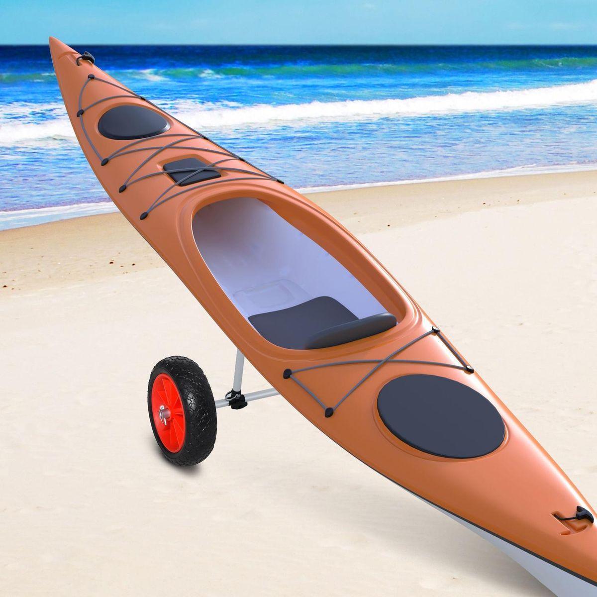 Soozier Universal Kayak Cart, Trolley Trailer Kayak Wheels with Strong Aluminum Frame, Adjustable Width Crossbar, & Large Tires