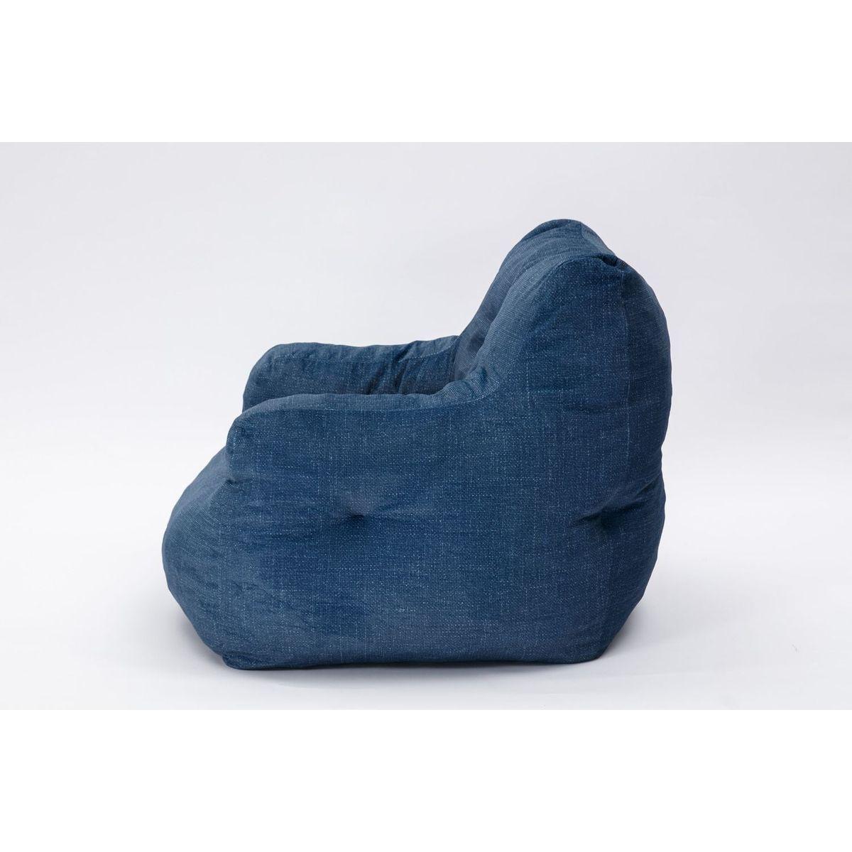 Soft Cotton Linen Fabric Bean Bag Chair Filled With Memory Sponge,Blue