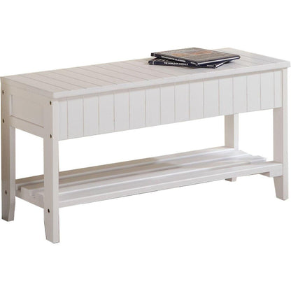 Quality Solid Wood Shoe Bench with Storage, White