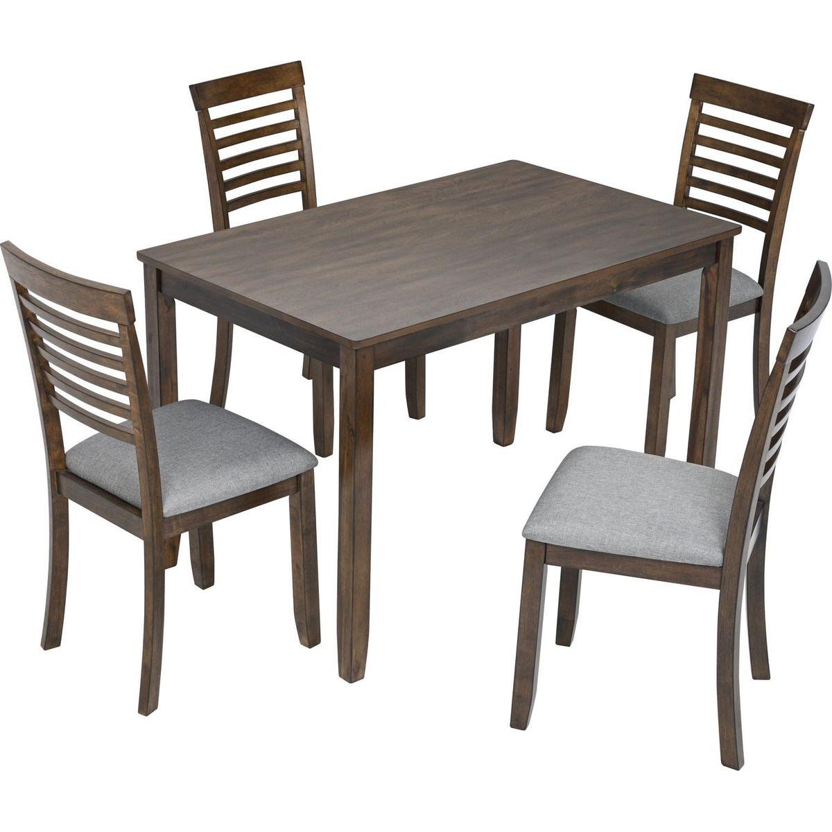 Wooden Dining Rectangular Table set for 4,Kitchen Dining Table for Small Space,Walnut