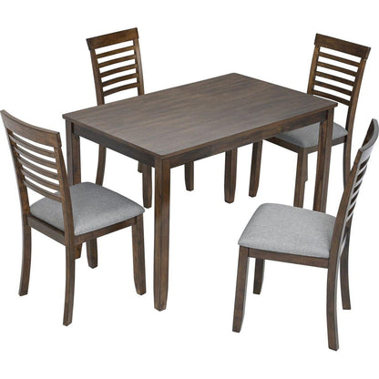 Wooden Dining Rectangular Table set for 4,Kitchen Dining Table for Small Space,Walnut