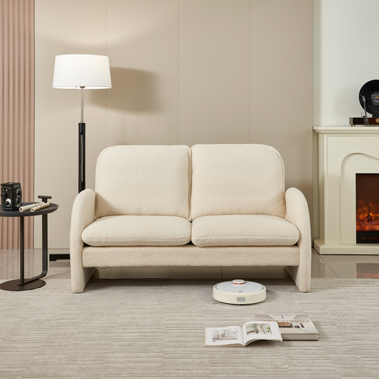 59" Loveseat Sofa Small Couch for Living Room, Sherpa Fabric Upholstered Loveseat Sofa Couch, Small Loveseat Sofa for Apartment, Bedroom