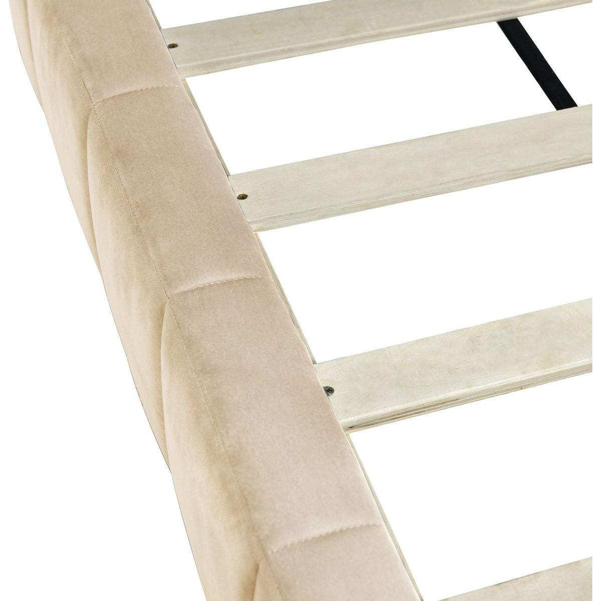 Full Size Upholstered Daybed/Sofa Bed Frame-Beige, Velvet