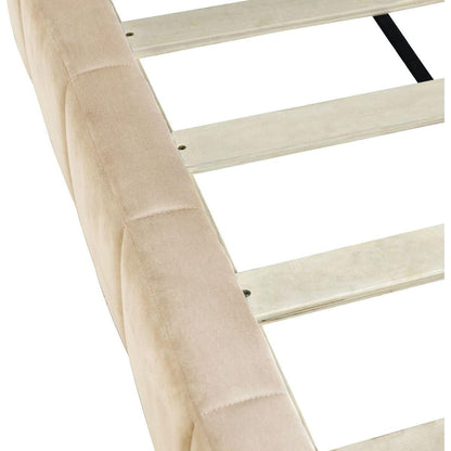 Full Size Upholstered Daybed/Sofa Bed Frame-Beige, Velvet