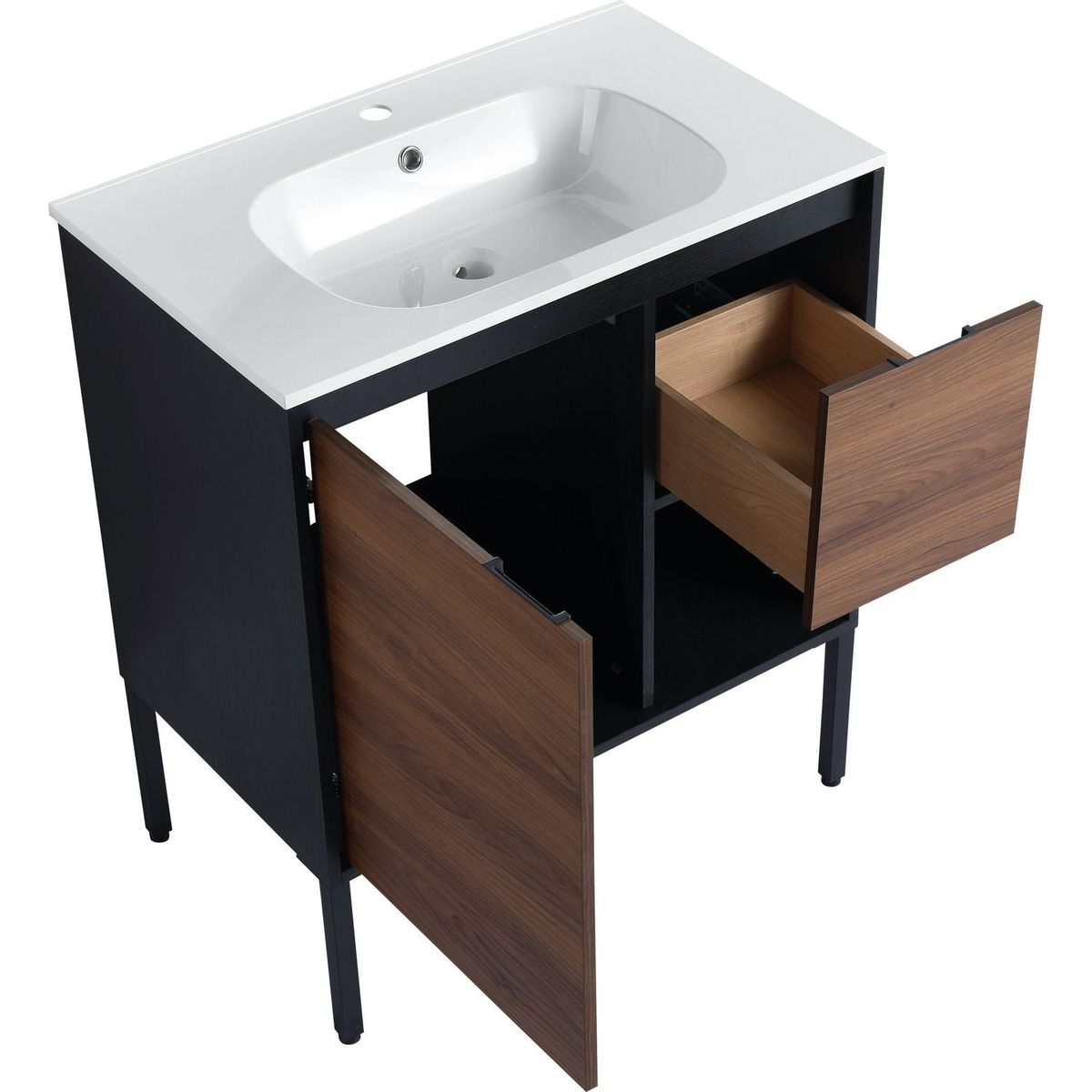 30 inch Freestanding Bathroom Vanity With Gel Sink, Soft Closing Door and 2/3 Soft Closing Drawers