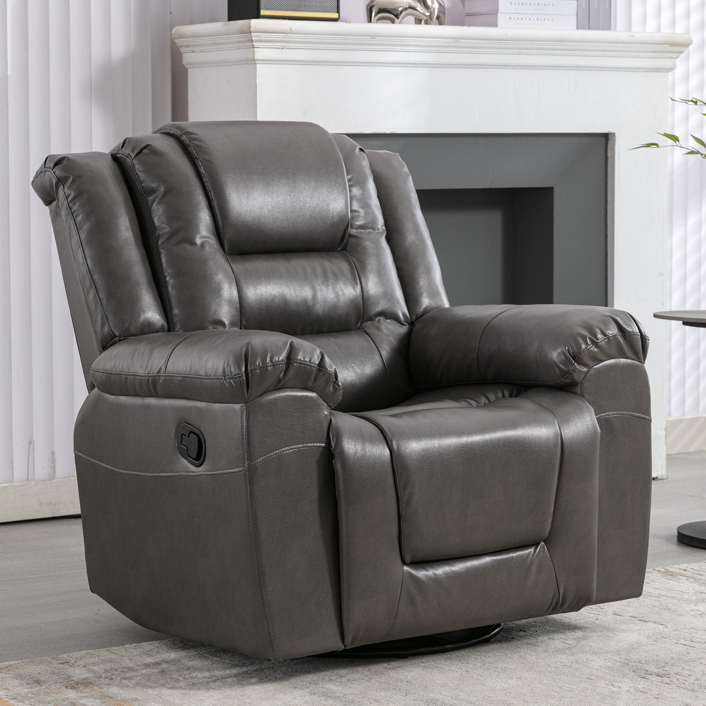 360Swivel and Rocking Home Theater Recliner Manual Recliner Chair with Wide Armrest for Living Room,Bedroom, Grey