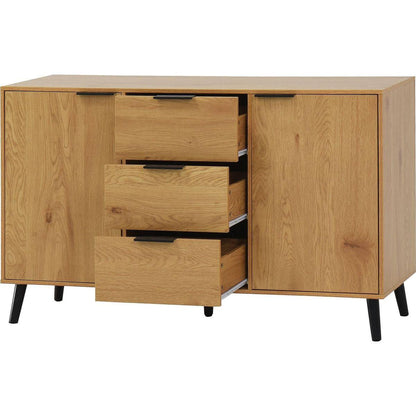 Sideboard Buffet Cabinet with Storage, Wood Coffee Bar Cabinet, 47.2" Kitchen Cabinet with 3 Drawers & 2 Doors, Kitchen Buffet Cabinet Cupboard Natural Wood Color