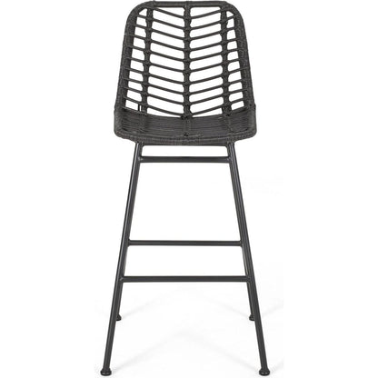 Sawtelle Outdoor Wicker Barstools (Set of 2)