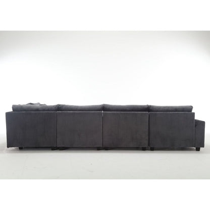 {NEW ARRIVAL VIDEO PROVIDED} Oversized Modular Sectional Sofa Couches Set,Corduroy Upholstered Deep Seat Comfy Sofa for Living Room 5 Seat,Dark Gray
