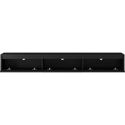Floating TV Stand, Wall Mounted TV Shelf with Led Lights & Power Outlet,High Gloss TV Cabinet for Black tv Stands for Living Room